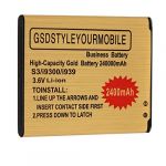 Gold Extended 2400mAh Extra High Capacity Battery for Samsung Galaxy S3 S III i9300