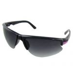 Unisex half rim frame black fuchsia plastic arms sports sunglasses