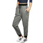 Allegra K Ladies Drawstring Waist Front Slant Pockets Track Pants Gray S