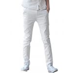 Men Casual Multi Pocket Cargo Pants Straight Leg Trousers, White, 30W x Regular