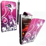SONY XPERIA SP ULTRA BUTTERFLY PURPLE PU LEATHER MAGNETIC FLIP CASE COVER POUCH + FREE STYLUS