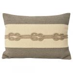 Riva Home Reef Rope Embroidered 100% Cotton Boudoir Cushion Cover, Grey, 35 x 50 Cm