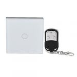 White Crystal Glass Panel 1Gang 1Way Touch Switch w Remote Controller