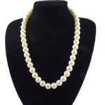 Women Lobster Hook Round Faux Pearl Princess Necklace White