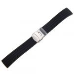 Black Silicone Rubber Watch Strap Band Deployment Buckle Waterproof 20mm