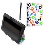 APPLE IPAD MINI 2 II TABLET MULTI DOG CAT PAW FOOT WITH BUILT IN MAGNET FOR SLEEP/WAKE STANDBY BOOK FOLIO PU LEATHER CASE COVER POUCH +STYLUS