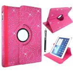 SAMSUNG GALAXY TAB 4 10.1 Inch T530 PINK DIAMOND FLIP WITH BUILT IN MAGNET SLEEP/WAKE 360 DEGREE STANDBY PU LEATHER CASE COVER+STYLUS