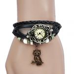 Beautiful Bead Brown Color Women Ladies Owl Pendant Cute Weave Leather Belt Bracelet Watch Beautiful Bead Brown Color Women Ladies Owl Pendant Cute Weave Leather Belt Bracelet Watch