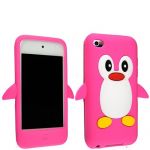 PINK COLOUR CUTE PENGUIN SILICONE PROTECTION CASE COVER FOR APPLE IPOD TOUCH 4 4TH GEN