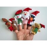 5x Christmas Finger Puppets. 5 styles per set: Reindeer, Snowman, Santa, Penguin and Teddy Bear