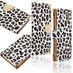 HSL LEOPARD Print Design Samsung Galaxy S6 Wallet Flip Case PC leather Case With Id/Multi Card Slots & Cash Compartment White