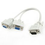 1 Male/2 Female Household Video VGA Adapter Cable Splitter Converter White 30cm