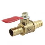 10mm x 10mm Hose Tail Pipe Fitting Red Lever Handle Ball Valve