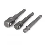 1/4 3/8 1/2-inch Square Driver Hex Power Drill Bit Socket Adapter 3pcs