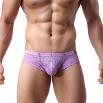 Sexy Mens Lace Panties Knickers Breathable Underpants Triangle Briefs (XL, Purple)