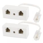 2 Pcs Dual RJ11 6P4C F/M Adapter Coupler Converter Modem Data Cord