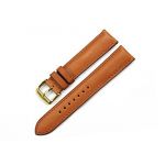 IStrap 21mm Genuine Calf Leather Watch Strap Band Golden Spring Bar Buckle Replacement Clasp Super Soft Brown 21