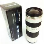 Camera Lens Cup / Coffee Mug stainless steel inner with lens transparent cover lid 70-200mm (White Colour) Camera Lens Cup