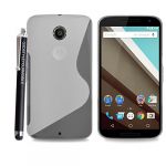 Motorola Nexus 6 Clear S Line Wave Gel Rubber Silicone Protection Case Skin Cover +Stylus Motorola Nexus 6 Clear S Line Wave Gel Rubber Silicone Protection Case Skin Cover +Stylus