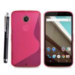 Motorola Nexus 6 Pink S Line Wave Gel Rubber Silicone Protection Case Skin Cover +Stylus Motorola Nexus 6 Pink S Line Wave Gel Rubber Silicone Protection Case Skin Cover +Stylus