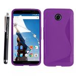 Motorola Nexus 6 Purple S Line Wave Gel Rubber Silicone Protection Case Skin Cover +Stylus Motorola Nexus 6 Purple S Line Wave Gel Rubber Silicone Protection Case Skin Cover +Stylus