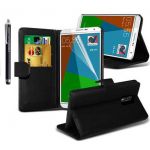 SAMSUNG GALAXY NOTE EDGE BLACK BOOK PU LEATHER MAGNETIC FLIP CARD WALLET CASE COVER + STYLUS