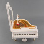 Mechanical piano music box with dancing ballerina great gift, white & gold valentine's gift
