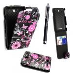 STYLEYOURMOBILE SONY XPERIA E NEW BUTTERFLY CARD POCKET MAGNETIC FLIP PU LEATHER CASE COVER POUCH + SCREEN PROTECTOR +STYLUS