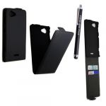 SONY XPERIA L BLACK CARD POCKET PU LEATHER MAGNETIC FLIP CASE COVER POUCH + FREE STYLUS