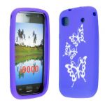 WHITE BUTTERFLY ON BLUE SILICONE PROTECTION CASE COVER FOR SAMSUNG GALAXY S i9000