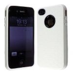 WHITE COLOUR GEL WITH BLACK CIRCLE PROTECTION CASE COVER FOR APPLE IPHONE 4 4S