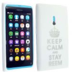 WHITE COLOUR KEEP CALM AND STAY REEM PRINTED TEXT SILICONES CASE COVER FOR NOKIA LUMIA 800