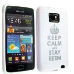 WHITE COLOUR KEEP CALM AND STAY REEM PRINTED TEXT SILICONES CASE COVER FOR SAMSUNG GALAXY SII i9100