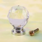 10 x Crystal Glass Clear Cupboard Door / Drawer Knobs *Mabel* 30mm Drawer Kitchen Silver