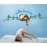 Sweet Dreams Monkeys and Tree Branch Birds Giant Baby Wall Sticker Decals ,Super For Boys and Girls Nursery Room Home Decor Decal Children's Room