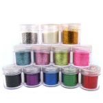 12 x Fine Acrylic Glitter Powder for Nail Art Tips Design , Decoration Glitter Dust Powder (10g Jar)
