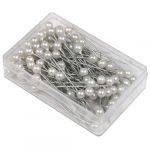 SWT 100 x White Round Pearl Headed Pins for Wedding Flowers Buttonholes Corsages Bridal Floral Craft