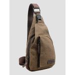 Men's Small Canvas Military Messenger Shoulder Travel Hiking Bag Backpack (BROWN)