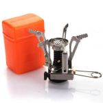 Outdoor picnic gas burner portable camping mini steel stove case silver by buyincoins
