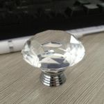 10pcs Diamond Crystal Glass 40mm Kitchen Bedroom Toliet Door Knobs Handle Drawer
