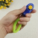 1PCS Blue Dog Puppy Cat Pet Click Clicker Train Training Obedience Aid Wrist Strap Guide