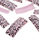 100pcs Black Leopard Dots Pink False Acrylic French UV Gel Nail Art Design Tips