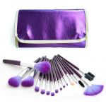 Frola Cosmetics Professional 16 PCS Makeup Brush Brushes Kit with Purple Leather Case Pouch Bag
