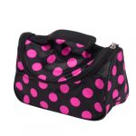 Black Zipper Cosmetic Bag Toiletry Bag Make-up Bag Hand Case Bag with Roseo Spots Patterns