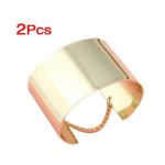 A pair of punk style chic gold wide cuff wristband bracelet