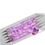 Uniqstore Set of 5 Pink Design Double Ended Nail Art Dotting/ Marbleizing Tool- Best Quality at Best Price!!!!