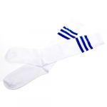 Navy Blue Stripe on White Knee High Athletic Sports Tube Sock--Also Makes A Good Boot Sock
