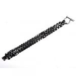 Paracord 550 Survival Bracelet with Stainless Steel Bow Shackle - Black and White
