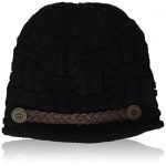 Masione Women Knit Snow Hat Winter Snowboarding Beanie Crochet Cap (Black)