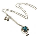 Vintage Antique Bronze Globe Tellurion Telescope Charms Pendant Chain Necklace